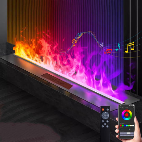 36 inch Water Vapor Fireplace 3D Atomizing Fireplace Recessed Electric Fireplace Remote Control with Timer Touch Simulation Flame Touch Flame Multiple Colors and Flame Adjustment - Build Your Ideas