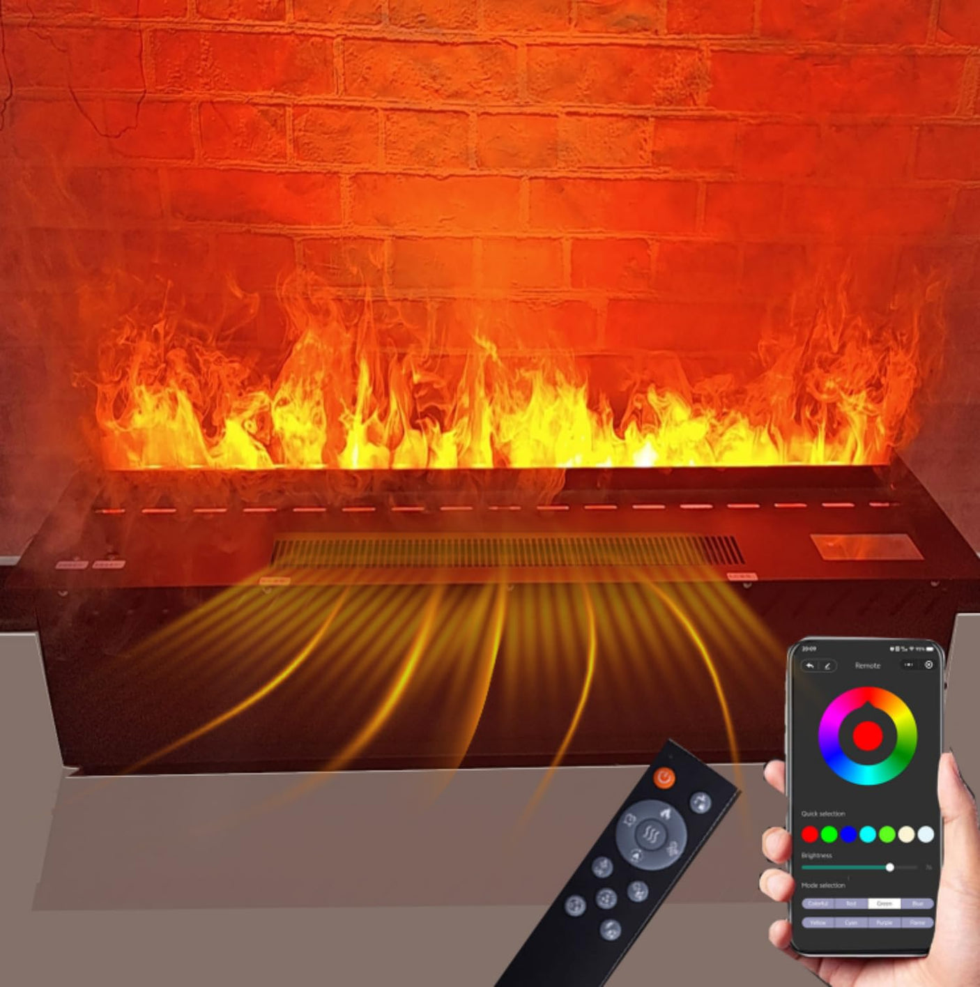 36 inch Water Vapor Fireplace 3D Atomizing Fireplace Recessed Electric Fireplace Remote Control with Timer Touch Simulation Flame Touch Flame Multiple Colors and Flame Adjustment - Build Your Ideas