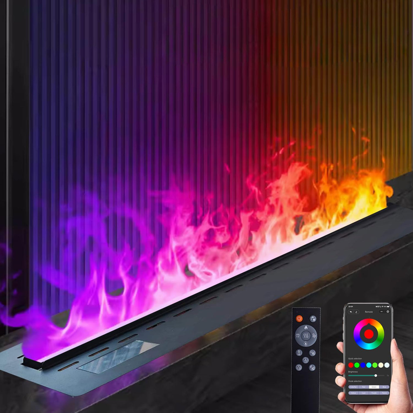 36 inch Water Vapor Fireplace 3D Atomizing Fireplace Recessed Electric Fireplace Remote Control with Timer Touch Simulation Flame Touch Flame Multiple Colors and Flame Adjustment - Build Your Ideas
