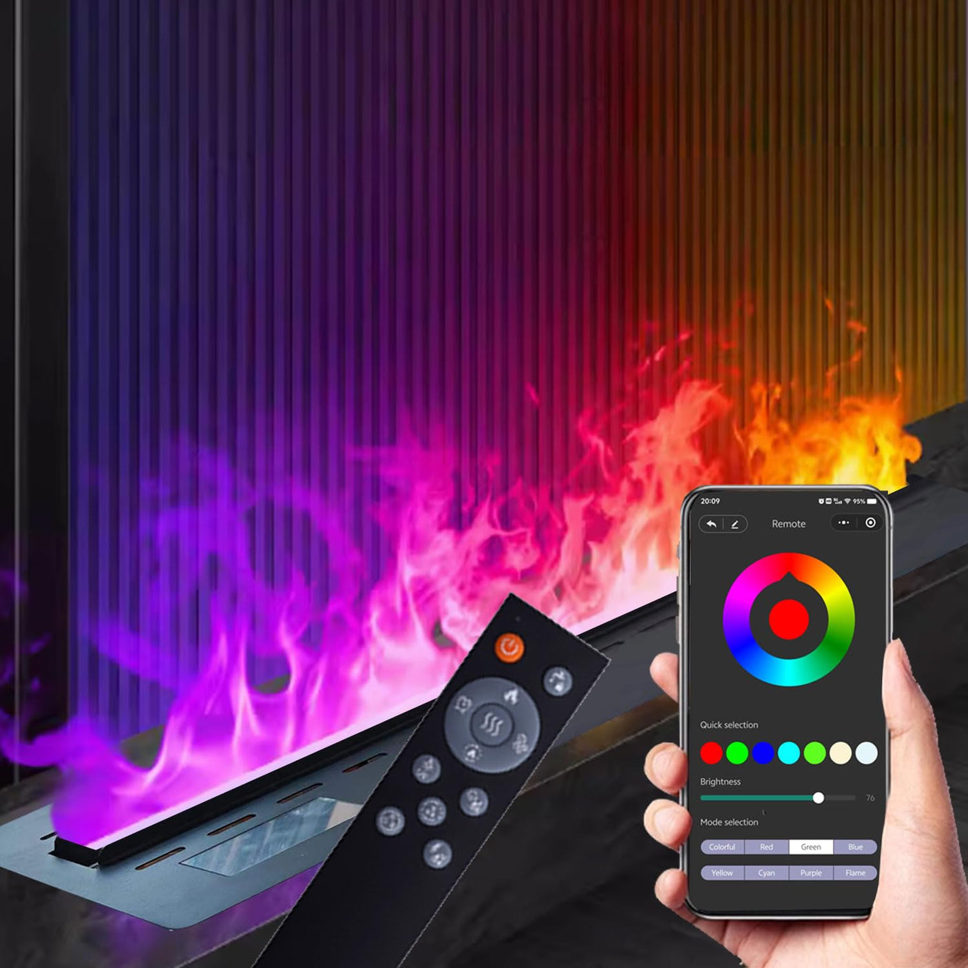 36 inch Water Vapor Fireplace 3D Atomizing Fireplace Recessed Electric Fireplace Remote Control with Timer Touch Simulation Flame Touch Flame Multiple Colors and Flame Adjustment - Build Your Ideas
