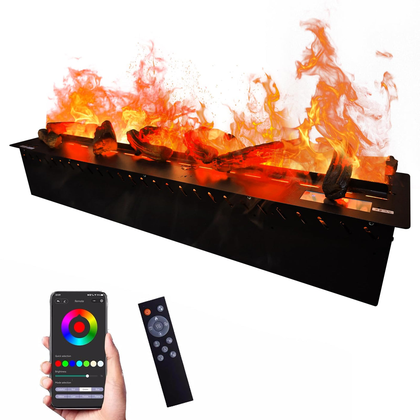 36 inch Water Vapor Fireplace 3D Atomizing Fireplace Recessed Electric Fireplace Remote Control with Timer Touch Simulation Flame Touch Flame Multiple Colors and Flame Adjustment - Build Your Ideas