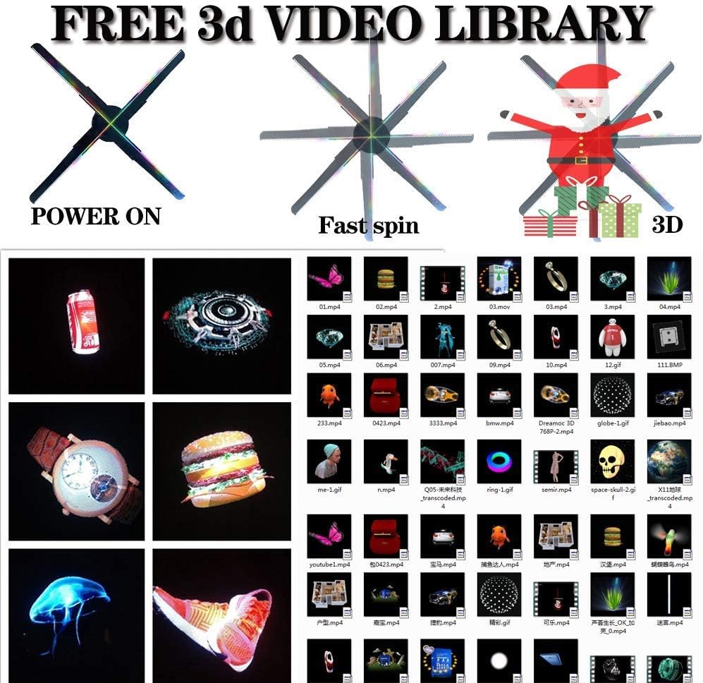 3D Hologram Fan,18.1"Hologram Fan with Remote/Bluetooth/WIFI/700 Video Library,Missyou Holographic Fan with HD LED 2000*1444PX Resolution Picture Fan Spinner Small for Shop/Bar/Christmas/Halloween - Build Your Ideas