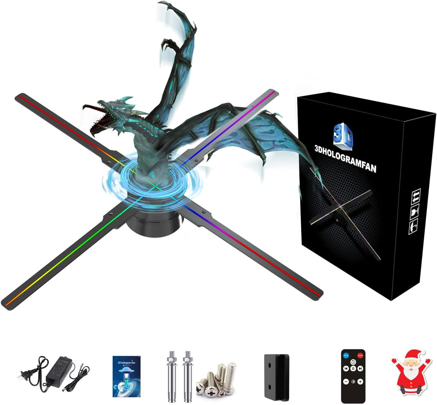 3D Hologram Fan,18.1"Hologram Fan with Remote/Bluetooth/WIFI/700 Video Library,Missyou Holographic Fan with HD LED 2000*1444PX Resolution Picture Fan Spinner Small for Shop/Bar/Christmas/Halloween - Build Your Ideas