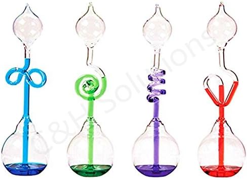 Colorful Office Thinking Hand Boiler, Glass Science Energy Transfer, Children Science Experiment, Love Birds Color Meter Hand Boiler, 4 Pcs (Red&GreenBlue&Purple) by C&H Solutions®