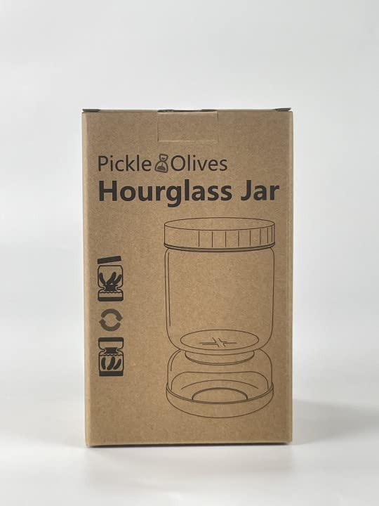WhiteRhino Pickle Jar with Strainer Flip,34oz Pickle Container Pickle and Olive Hourglass Jar,Glass Flip Pickle Jar Juice Separator Jar with Airtight Lid for Jalapeno Gherkin