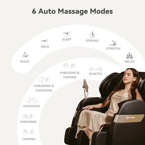 Real Relax 2024 Dual Core S Track Full Body Zero Gravity Massage Chair Recliner with App Control, Black