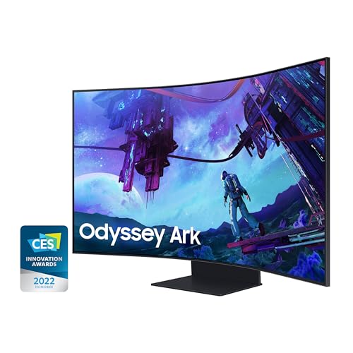 SAMSUNG 55" Odyssey Ark 2nd Gen 4K UHD 1000R Curved Gaming Monitor, 165Hz, 1ms, 4 Input Multi View, Quantum Mini-LED, AMD FreeSync Premium Pro, HDR 10+, Height Adjustable Screen, LS55CG970NNXGO, 2023