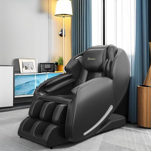 Real Relax Massage Chair Favor-06, Full Body Zero Gravity SL-Track Shiatsu Massage Recliner Chair with APP Control, Brown