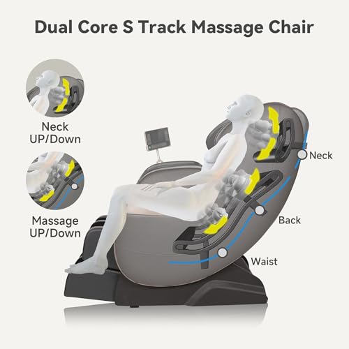 Real Relax 2024 Dual Core S Track Full Body Zero Gravity Massage Chair Recliner with App Control, Black