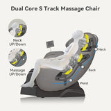 Real Relax 2024 Dual Core S Track Full Body Zero Gravity Massage Chair Recliner with App Control, Black