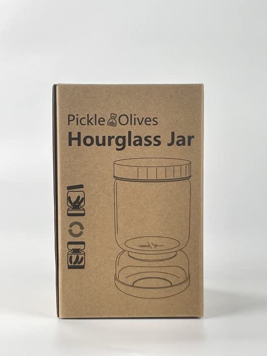 WhiteRhino Pickle Jar with Strainer Flip,34oz Pickle Container Pickle and Olive Hourglass Jar,Glass Flip Pickle Jar Juice Separator Jar with Airtight Lid for Jalapeno Gherkin