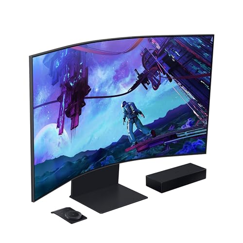 SAMSUNG 55" Odyssey Ark 2nd Gen 4K UHD 1000R Curved Gaming Monitor, 165Hz, 1ms, 4 Input Multi View, Quantum Mini-LED, AMD FreeSync Premium Pro, HDR 10+, Height Adjustable Screen, LS55CG970NNXGO, 2023