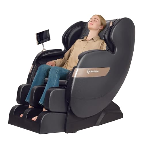 Real Relax 2024 Dual Core S Track Full Body Zero Gravity Massage Chair Recliner with App Control, Black