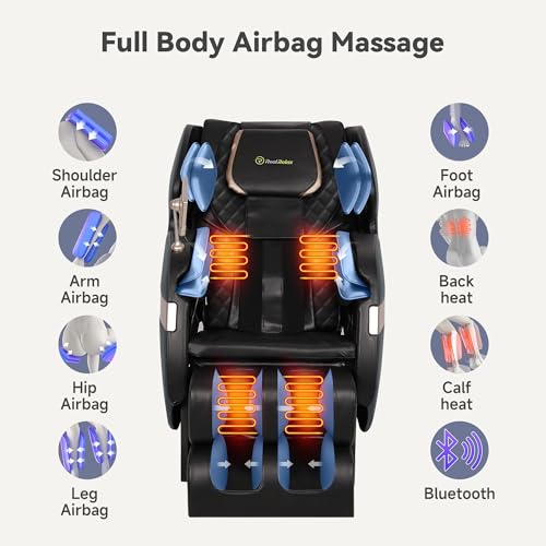Real Relax 2024 Dual Core S Track Full Body Zero Gravity Massage Chair Recliner with App Control, Black