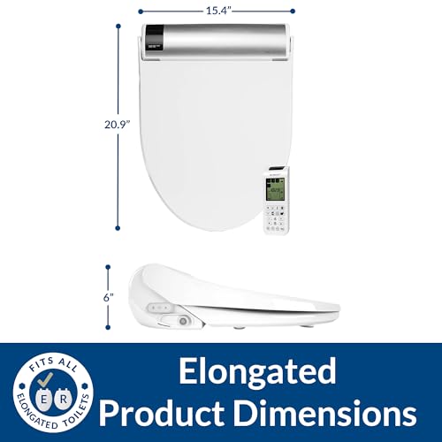 Bio Bidet BB2000 Bliss Electric Bidet Toilet Seat, Warm Water with Air Dryer, Heated Seat with Sensor and Slow Close Lid, Night Light, Remote Control, Elongated, White