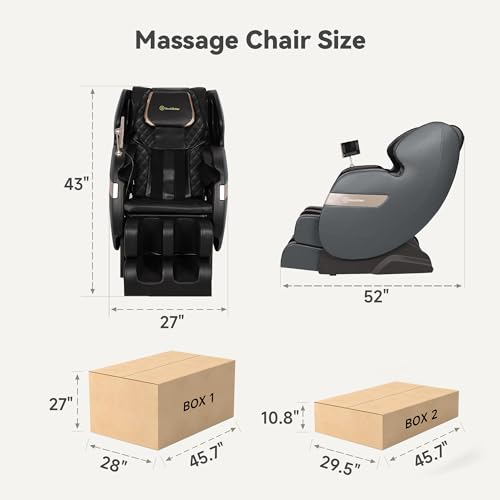 Real Relax 2024 Dual Core S Track Full Body Zero Gravity Massage Chair Recliner with App Control, Black