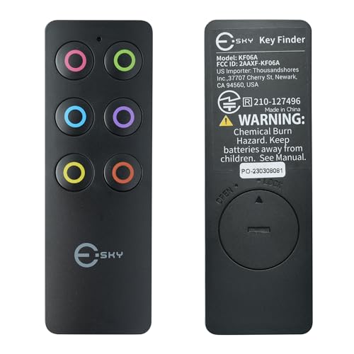Esky Key Finder Locator with Sound, Stick-on TV Remote Control Finder, Item Locator Tags with 85dB Noise Sound 6 Receivers, Wallet Tracker Key Finders for Finding Keys, Remote Gift Idea