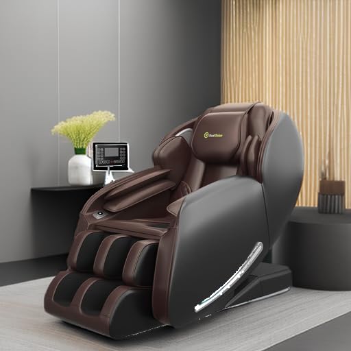 Real Relax Massage Chair Favor-06, Full Body Zero Gravity SL-Track Shiatsu Massage Recliner Chair with APP Control, Brown