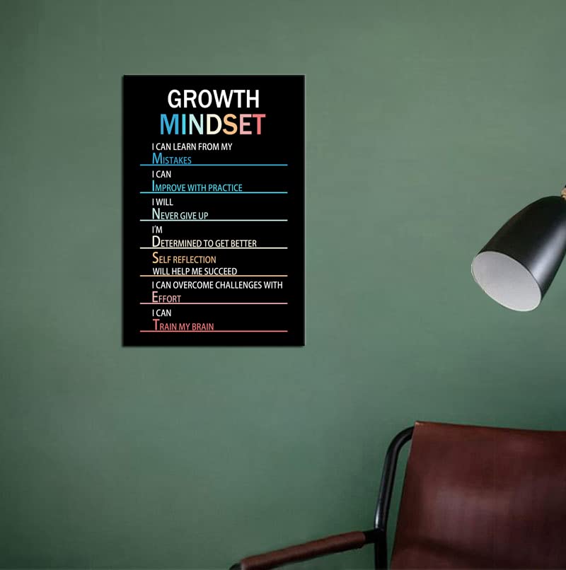 Motivational Canvas Painting Growth Mindset Inspirational Wall Art Entrepreneur Quotes Poster Prints Wall Pictures for Living Room Home Decor Office Framed Ready to Hang [18''W x 24''H]