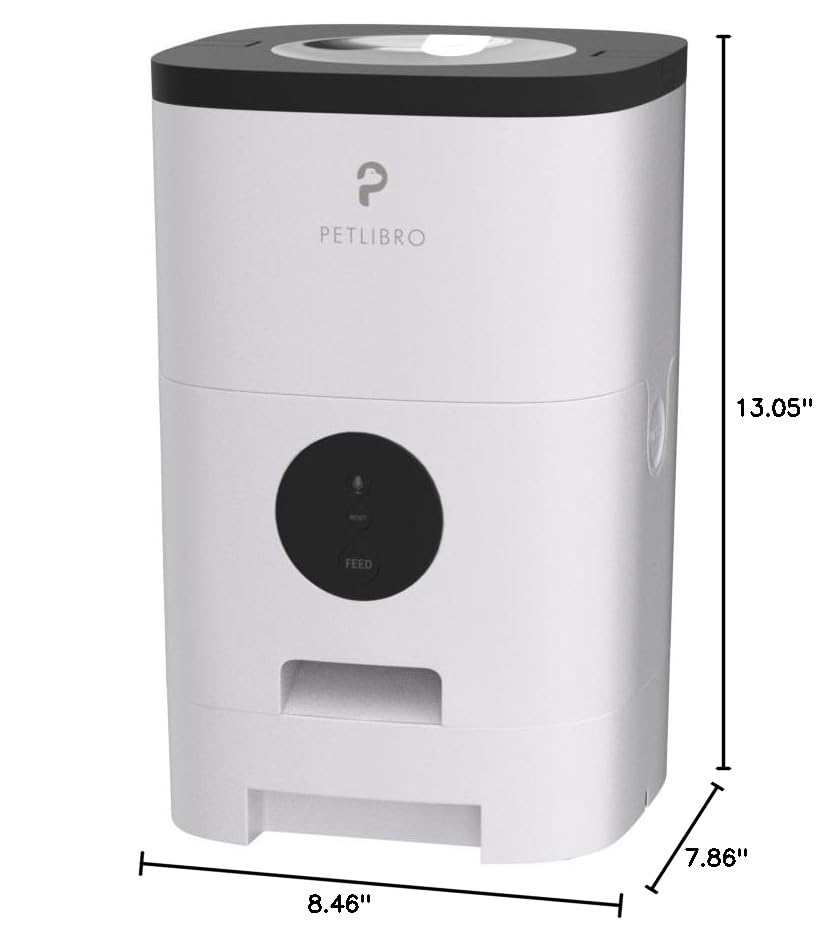 PETLIBRO Automatic Dog Feeder, 6L Dog Food Dispenser with Timer Interactive Voice Recorder, Auto Dog Feeder with Desiccant Bag 1-4 Meals Dry Food, Black Transparent