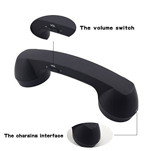 Wireless Retro Telephone Handset and Wire Radiation-Proof Handset Receivers Headphones for a Mobile Phone with Comfortable Call (Black)