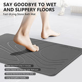 Stone Bath Mat, Diatomaceous Earth Shower Mat, Non-Slip Super Absorbent Quick Drying Bathroom Floor Mat, Natural, Easy to Clean (23.6 x 15.35 Darkgrey)