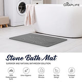 Stone Bath Mat, Diatomaceous Earth Shower Mat, Non-Slip Super Absorbent Quick Drying Bathroom Floor Mat, Natural, Easy to Clean (23.6 x 15.35 Darkgrey)