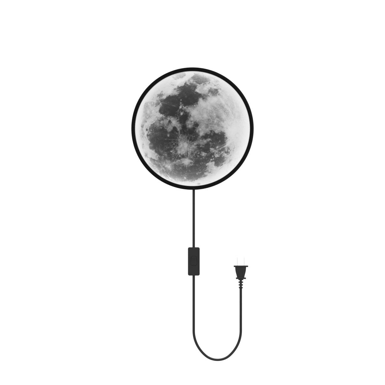 QIYIMEILUX Dimmable Moon Wall Sconce Plug in Modern LED Wall Light with Remote Control 19.7 inch 24W Black Wall Lamp Indoor Wall Mounted Lighting Ceiling Light for Living Room Bedroom（Moon）