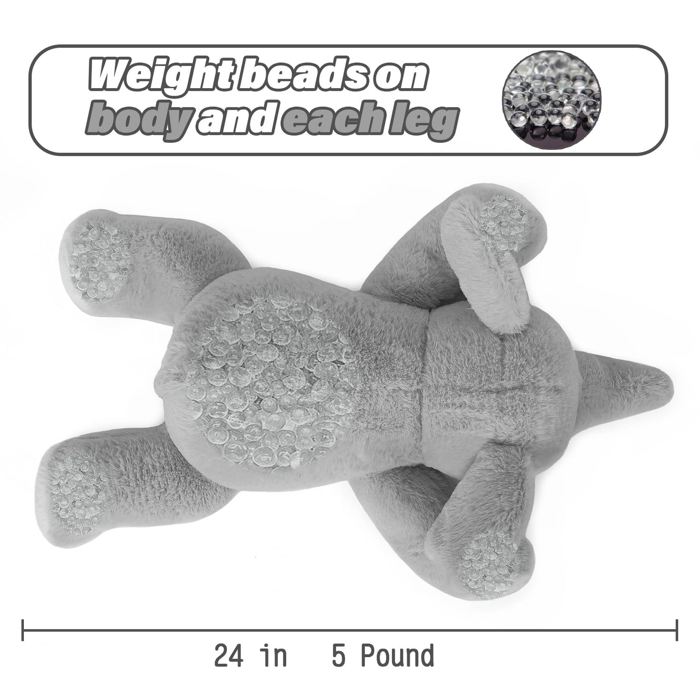 5 lbs, 24 inches Panda Weighted Stuffed Animals, Cuddly Weighted Panda Plush Pillow Giant Plushie Ideal Gift for Adults & Kids - Build Your Ideas