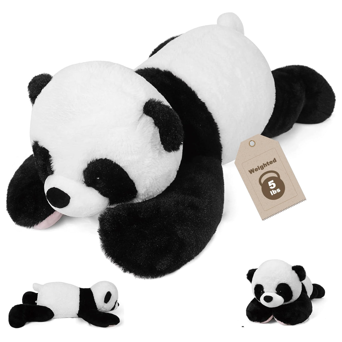5 lbs, 24 inches Panda Weighted Stuffed Animals, Cuddly Weighted Panda Plush Pillow Giant Plushie Ideal Gift for Adults & Kids - Build Your Ideas
