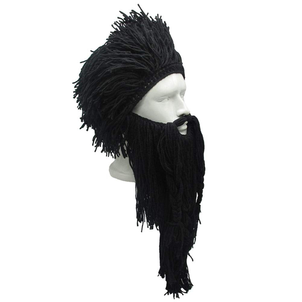 Creative Barbarian Knit Beard Hat Funny Knit Cap Wig Beanie Hats Beard Facemask