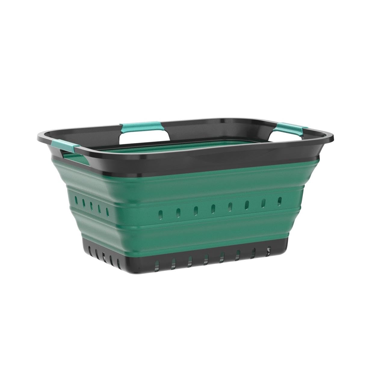 SAMMART 42L (11 gallon) Collapsible Plastic Laundry Basket - Foldable Pop Up Storage Container/Organizer - Space Saving Hamper/Basket (1, White/Grey)