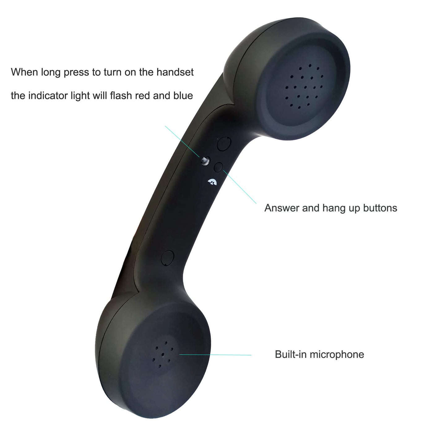 Wireless Retro Telephone Handset and Wire Radiation-Proof Handset Receivers Headphones for a Mobile Phone with Comfortable Call (Black)