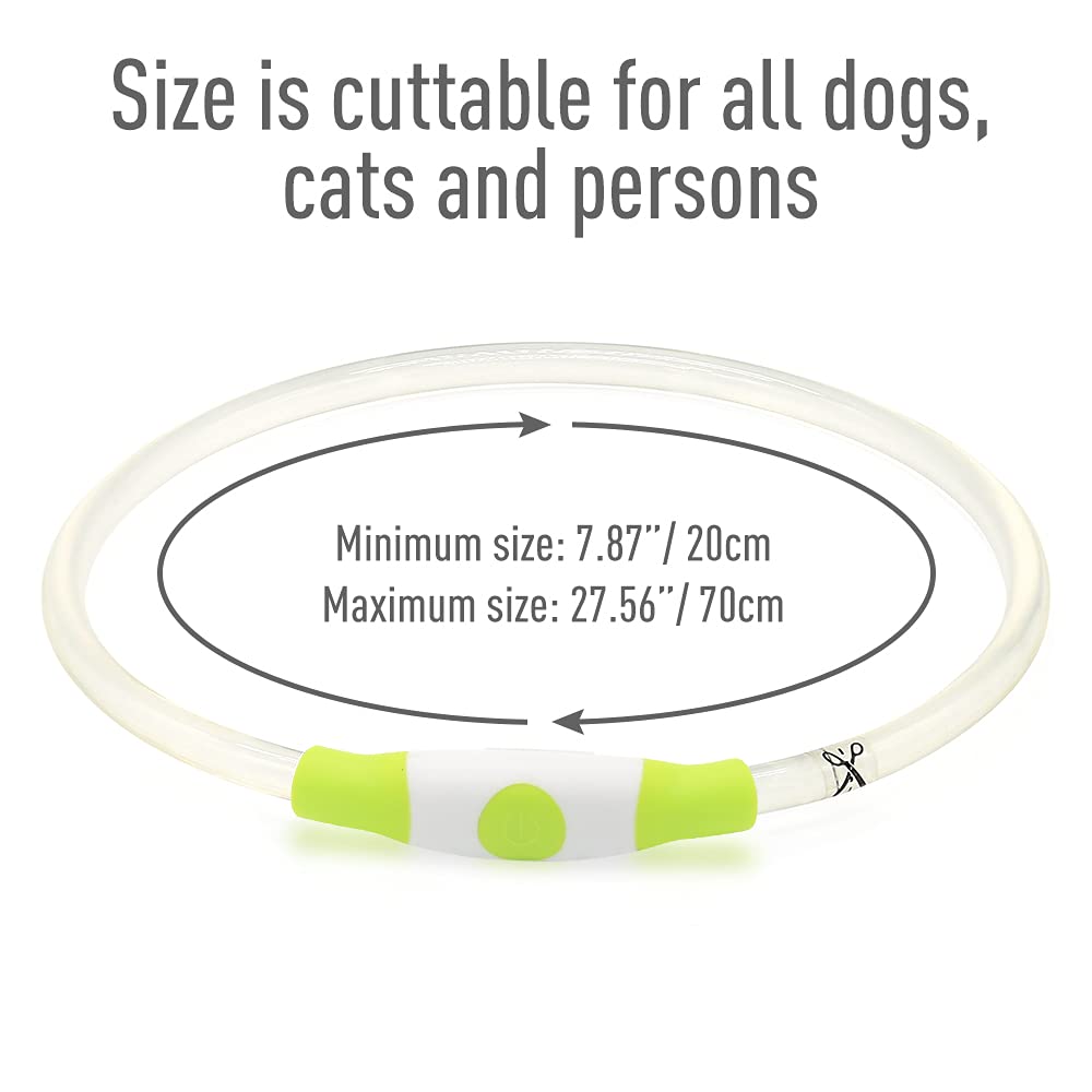 Colaseeme LED Dog Collar Light Up Dog Collars 1 Count USB Rechargeable TPU Glow Safety Basic Dog Collars, Please Do Not Use Fast Charging (Green)