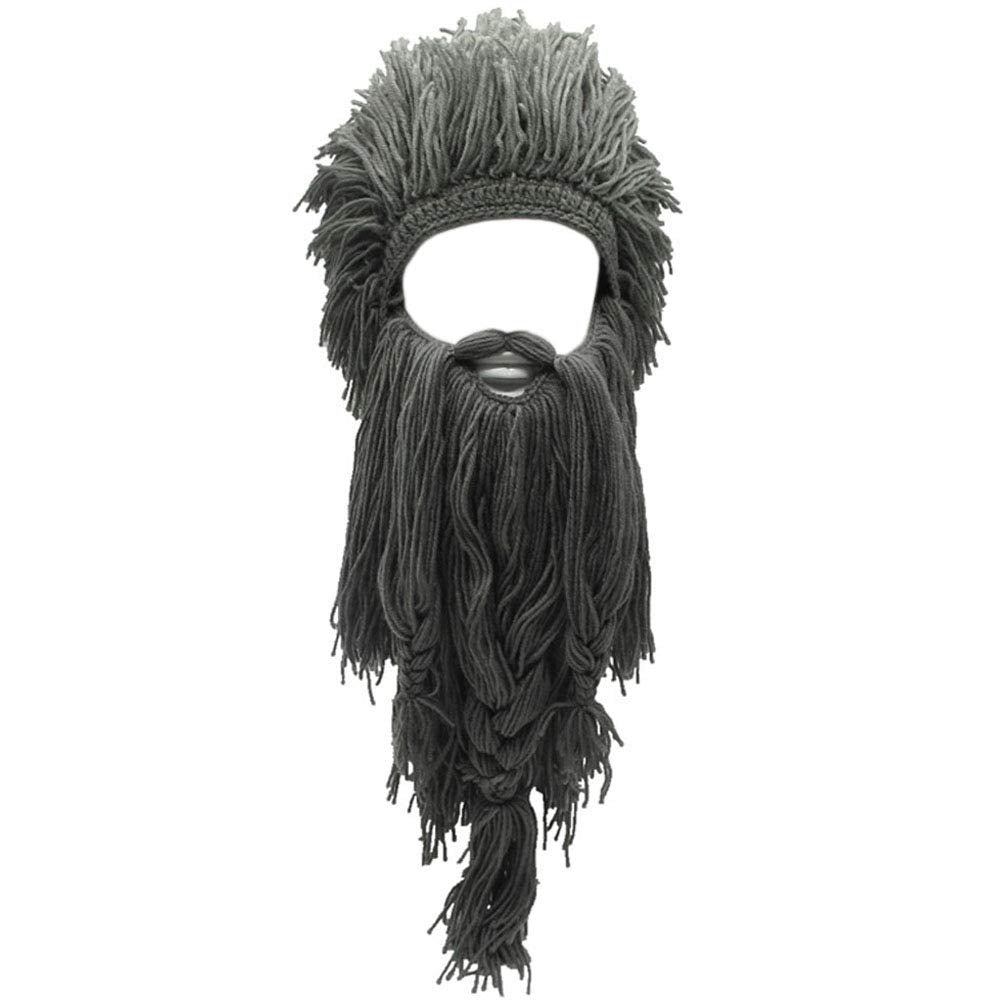 Creative Barbarian Knit Beard Hat Funny Knit Cap Wig Beanie Hats Beard Facemask