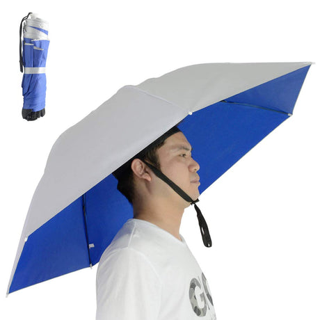 NEW-Vi Fishing Umbrella Hat Folding Adjustable Sun Rain Cap, 37.4”Oversize Hands Free Umbrellas, 7-Ribs Anti-UV Waterproof Headwear for Fishing Gardening Golf Sunshade Outdoor
