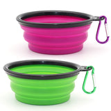 Dog Bowl Pet Collapsible Bowls, 2 Pack for Cats Dogs, Portable Pet Feeding Watering Dish for Walking Parking Traveling with 2 Carabiners (Small, Blue+Green)