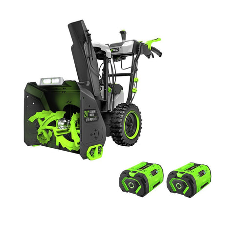 EGO Power+ SNT2112 21-Inch 56-Volt Lithium-Ion Cordless Snow Blower with Steel Auger - (2) 5.0Ah Batteries and Dual Port Charger Included, Black