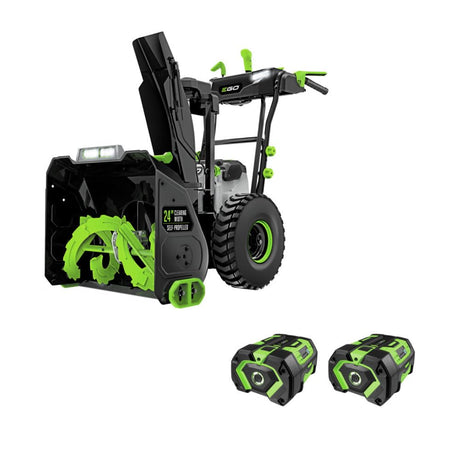 EGO Power+ SNT2112 21-Inch 56-Volt Lithium-Ion Cordless Snow Blower with Steel Auger - (2) 5.0Ah Batteries and Dual Port Charger Included, Black