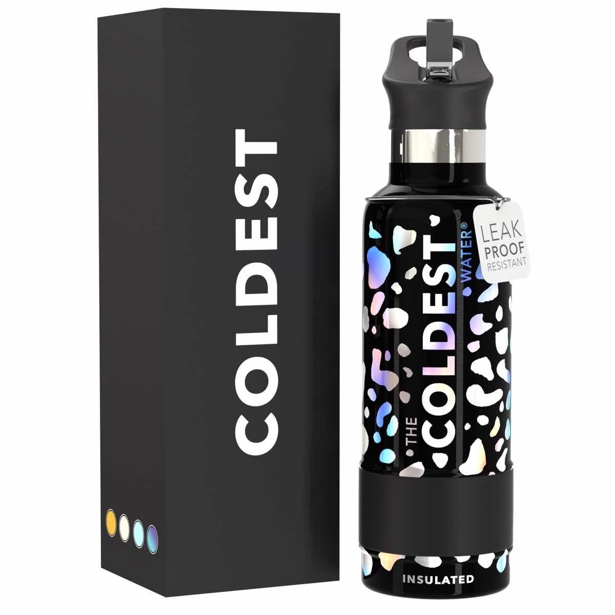Coldest Insulated Water Bottle with Straw Lid - Stainless Steel Metal Thermos for Men & Women (Matte Black, 32 oz)