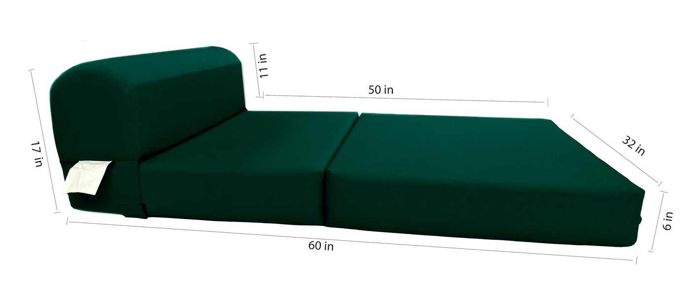 D&D Futon Furniture Sleeper Chair Folding Bed, Studio Sofa Guest Folded Mattress, High Density Foam (70 x 24 x 6, Navy Blue)