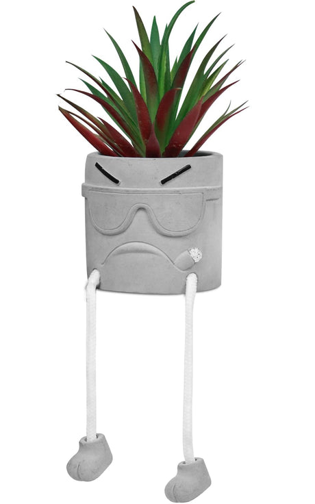 Zerzsy 3pcs Creative Artificial Succulents with Gray Flower Pots, Mini Potted Succulents for Home Office Desk Decor and Gift Choice