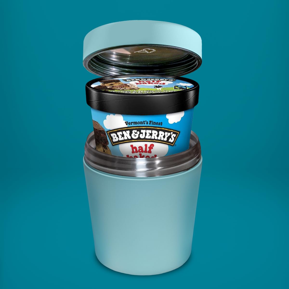 Vacuum Insulated Ice Cream Pint Cooler Keeps Frozen for hours enjoy ice cream anywhere (Stainless Steel)