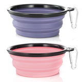 Dog Bowl Pet Collapsible Bowls, 2 Pack for Cats Dogs, Portable Pet Feeding Watering Dish for Walking Parking Traveling with 2 Carabiners (Small, Blue+Green)
