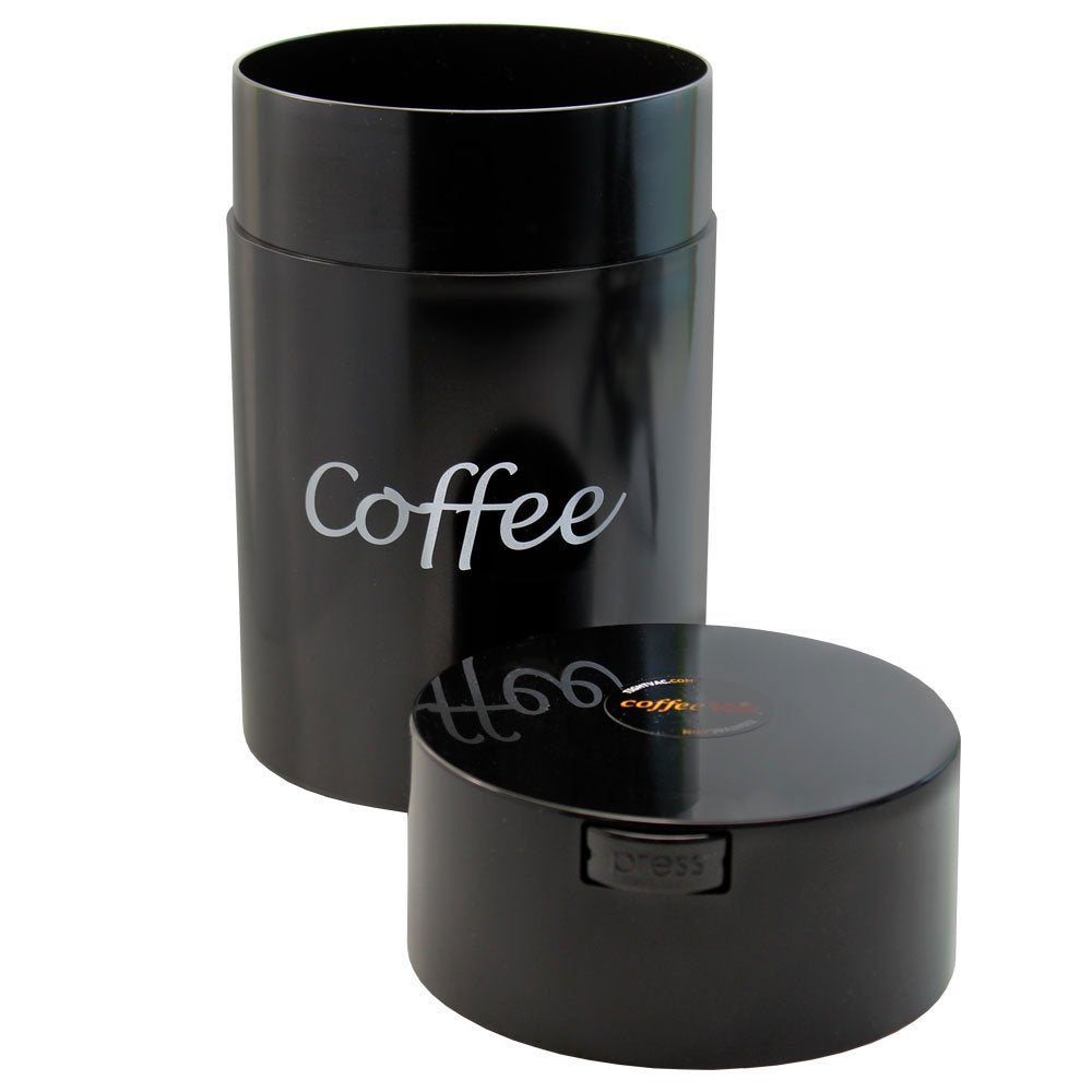 1LB Patented Airtight Multi-use Vacuum Works as Smell Proof Ground Coffee Bean Containers. Black Cap and Body, 1.85-Liter/1.6-Quart