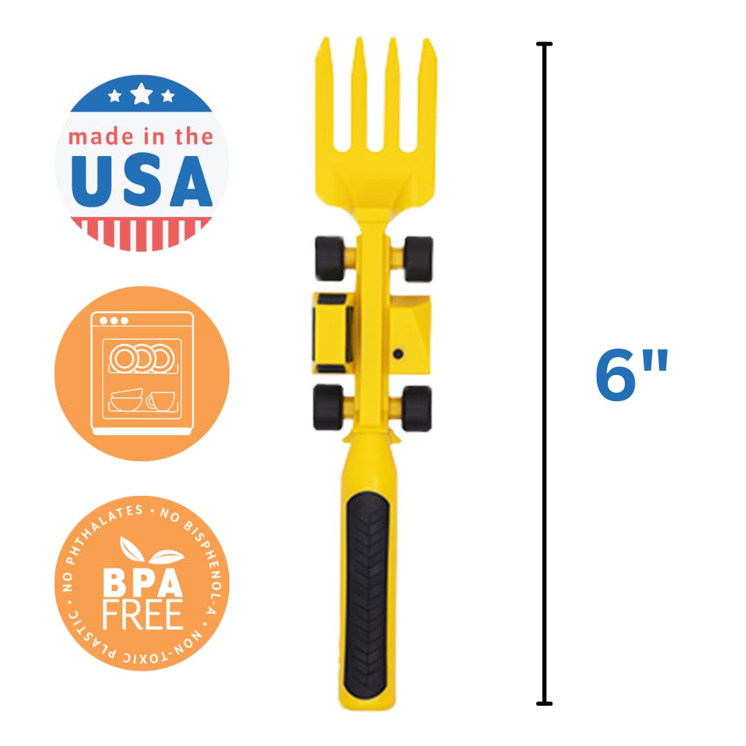 Constructive Eating Plate and Utensils Set - USA-Made Toddler Dinnerware with Divided Plates (Dinosaur)