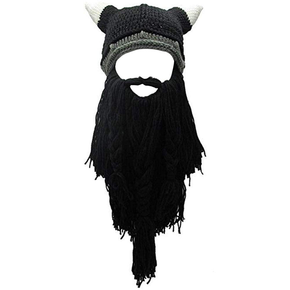 Creative Barbarian Knit Beard Hat Funny Knit Cap Wig Beanie Hats Beard Facemask