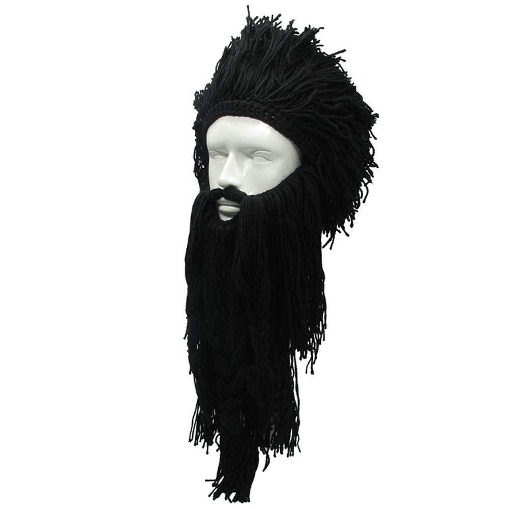 Creative Barbarian Knit Beard Hat Funny Knit Cap Wig Beanie Hats Beard Facemask