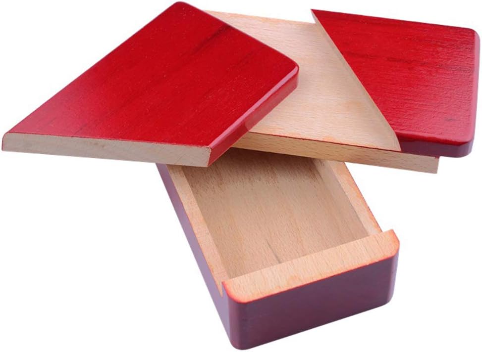 DC-BEAUTIFUL Impossible Puzzle Master Secret Opening Wooden Red Magic Box With Secret Drawer - Mysterious Gift Puzzle