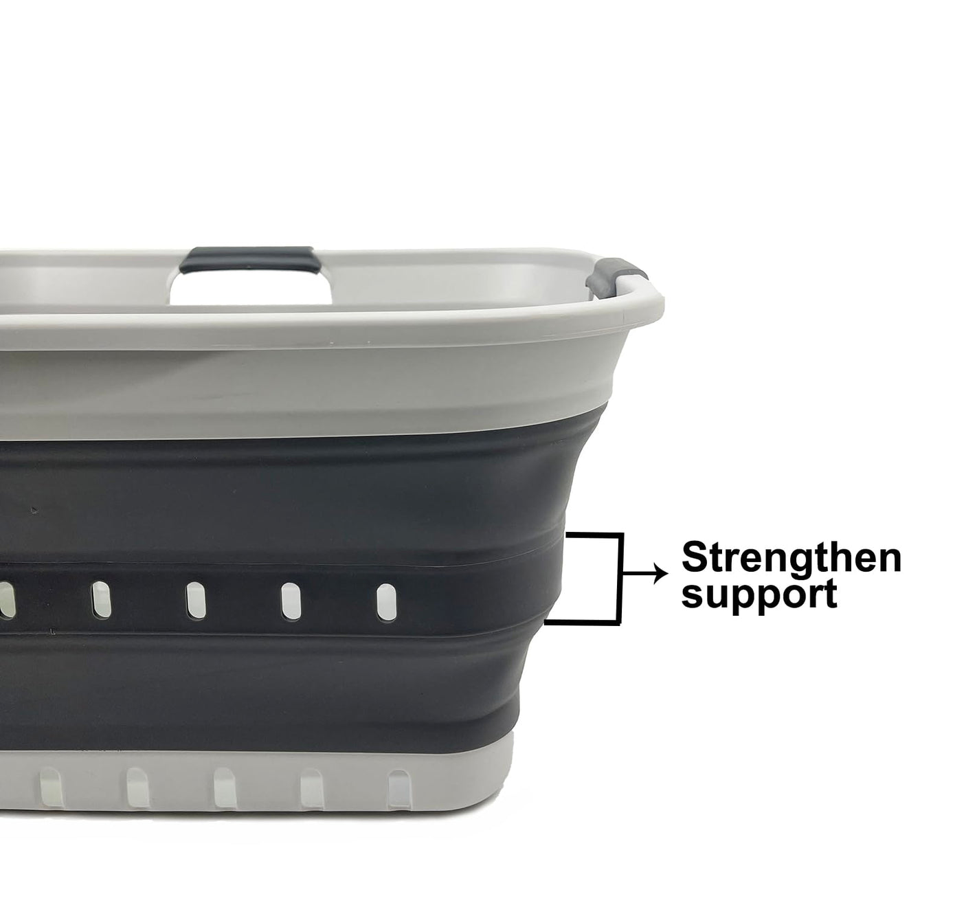 SAMMART 42L (11 gallon) Collapsible Plastic Laundry Basket - Foldable Pop Up Storage Container/Organizer - Space Saving Hamper/Basket (1, White/Grey)